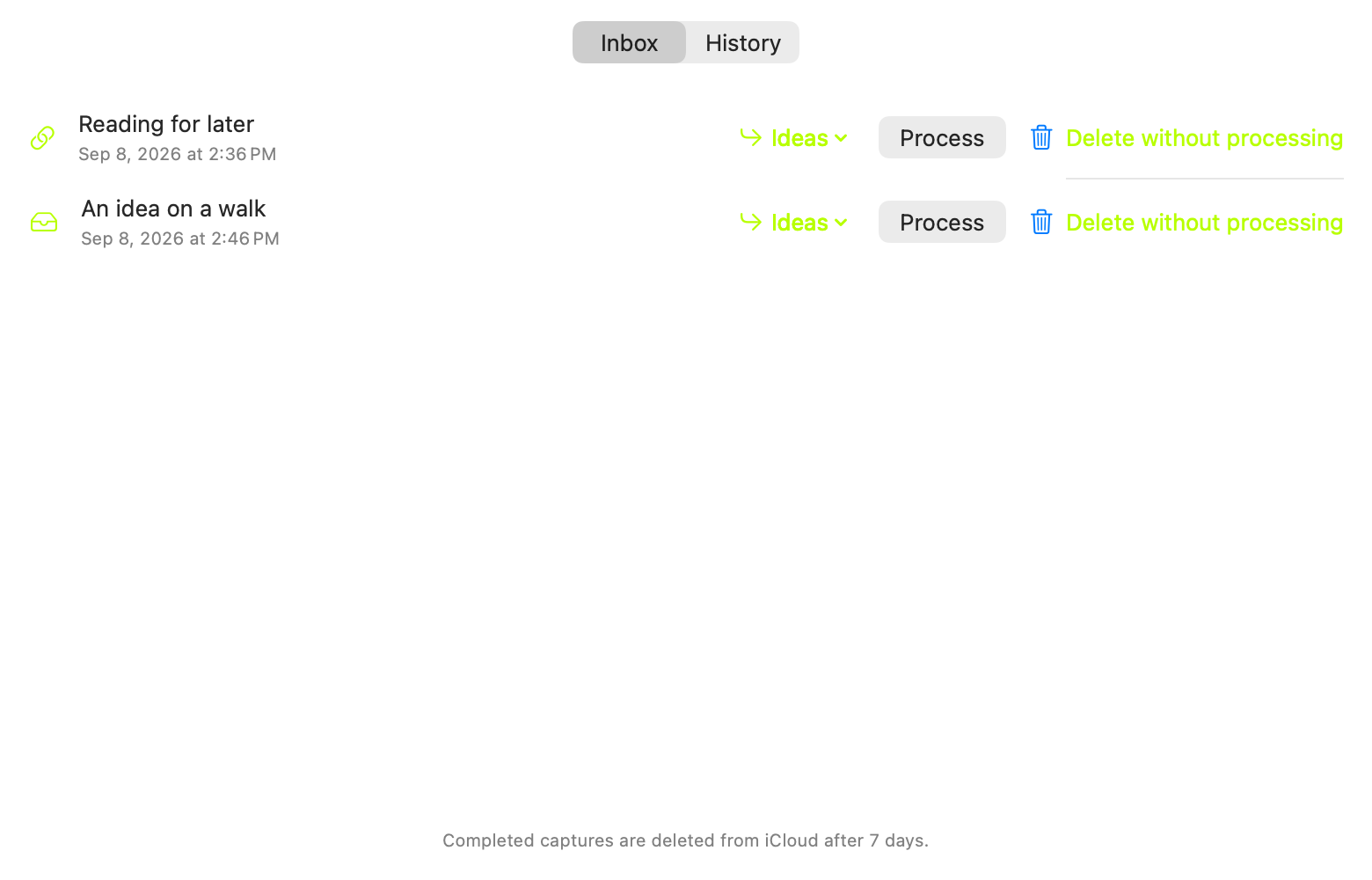 Lemonize 1.3 Remote Inbox, accessible from the menu bar