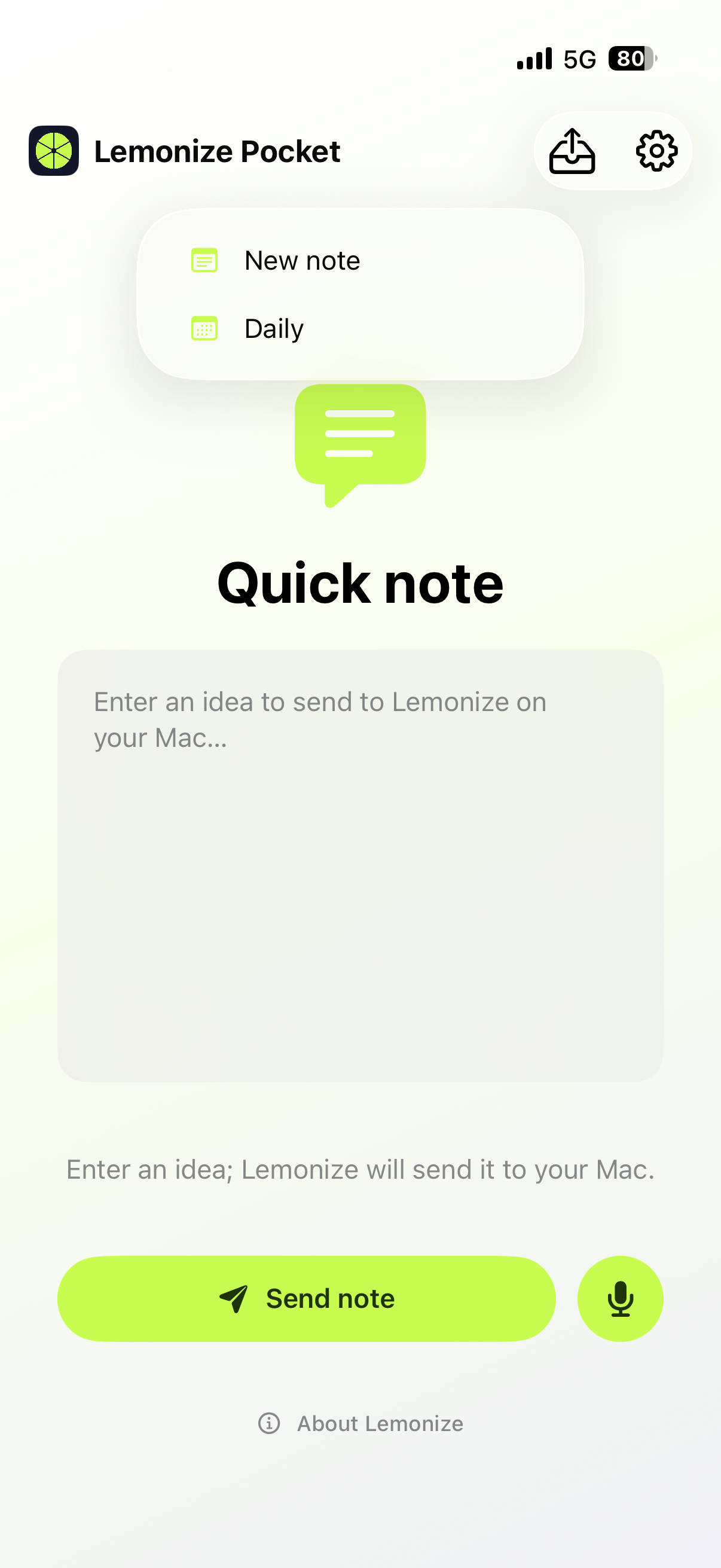 Lemonize Pocket capture profile menu on iPhone